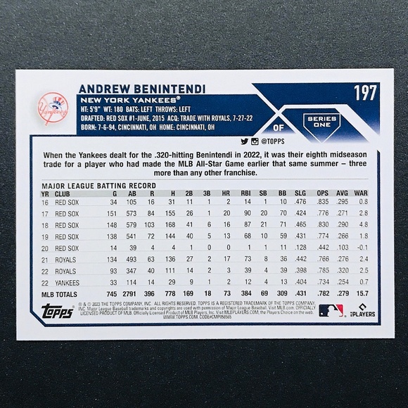 Andrew Benintendi - 2023 Topps #197 - Picture 2 of 2
